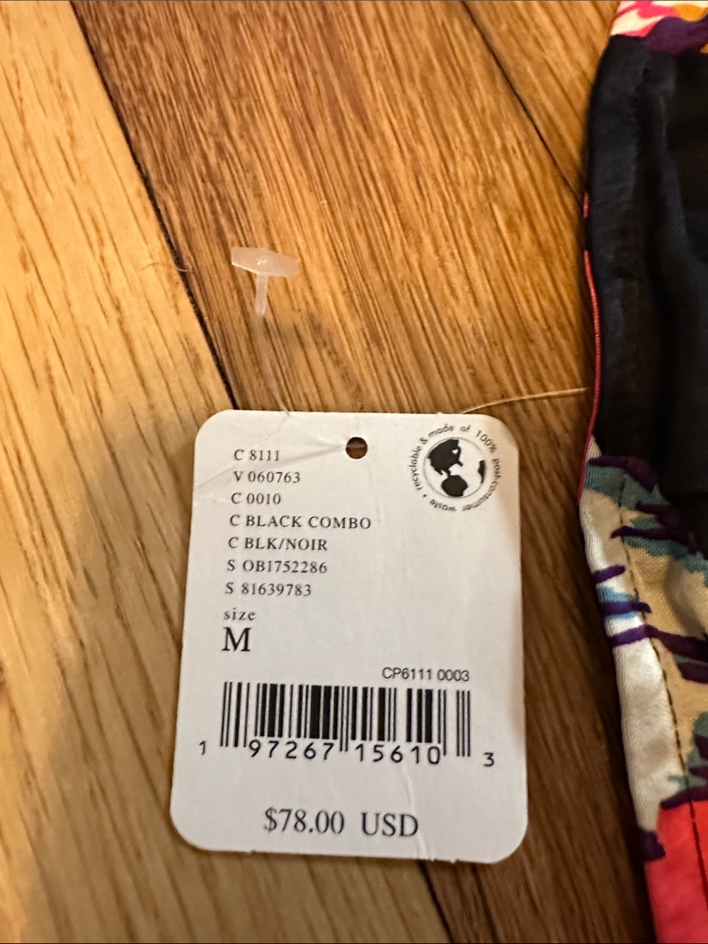 Free People Black Floral Tie-Back Bralette with Yellow, Red & Purple Accents - Picture 2 of 8